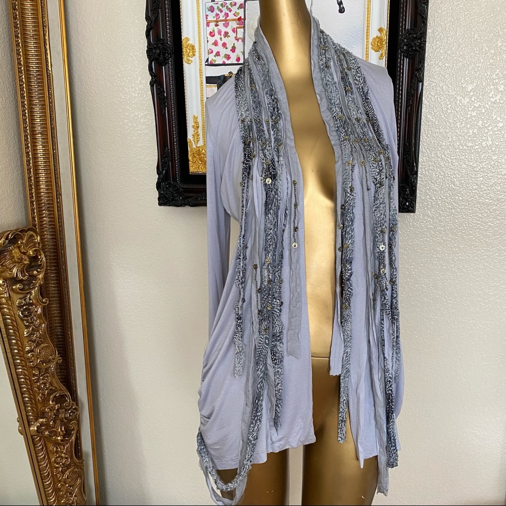 BKE Boutique Fringe Open Front Cardigan